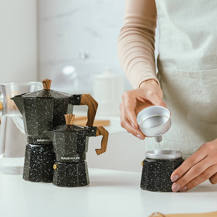 KAFETIJERA ZA ESPRESSO KAVU ZA 6 ŠALICA 300 mL NATURE - CRNO ALU