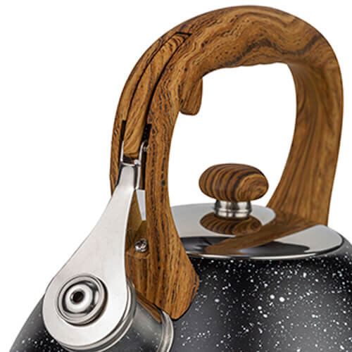 ČAJNIK 3 L INOX NATURE - CRNI S PISKOM