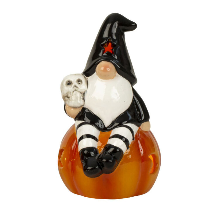 FIGURA HALLOWEEN GNOM NA TIKVI SA SVJETLOM 12 cm - SORT