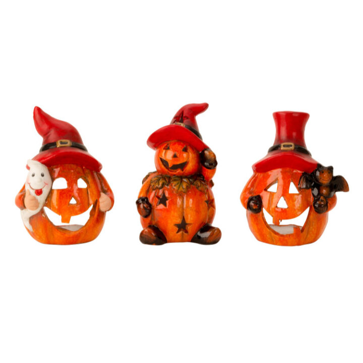 FIGURA / SVIJEĆNJAK HALLOWEEN TIKVA 12 cm -SORT