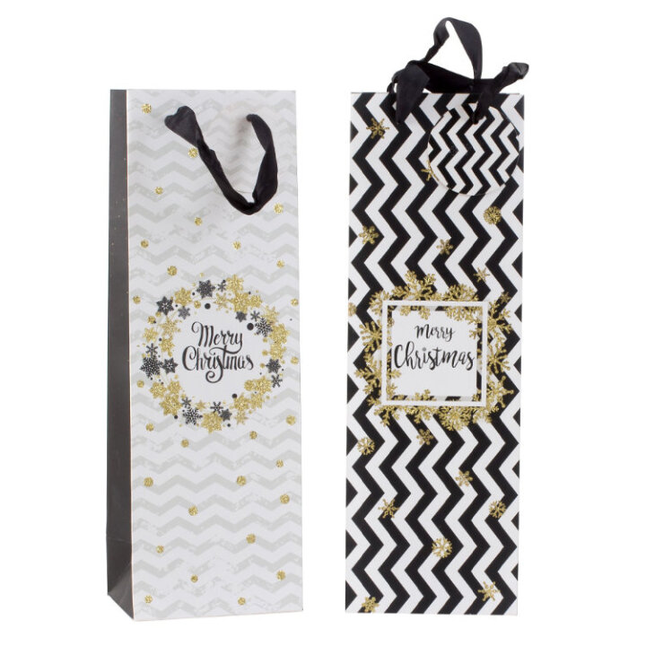 POKLON VREĆICA ZA BUTELJU BOŽIĆNA 36x12x9 cm - SORT