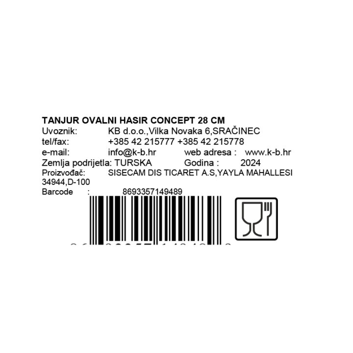 TANJUR OVALNI HASIR CONCEPT 28 CM