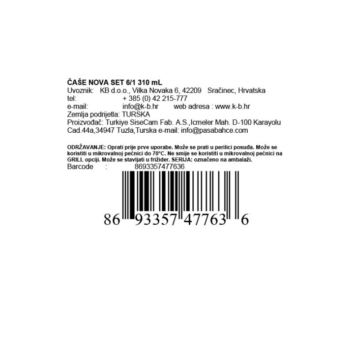 ČAŠE NOVA SET 6/1 310 ML
