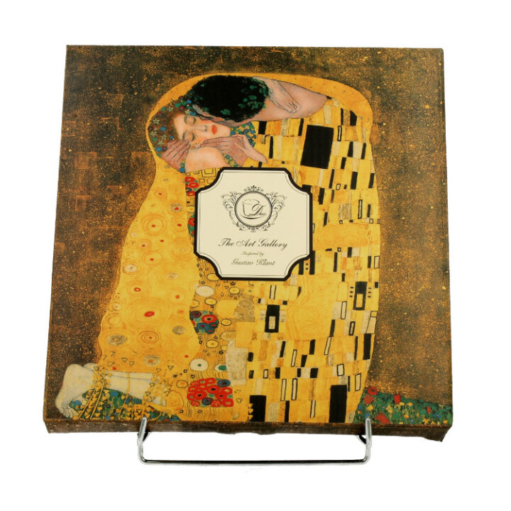 GUSTAV KLIMT TANJURIĆI DESERTNI PORCULAN 2/1 U POKLON KUTIJI - THE KISS