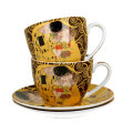 ŠALICE ZA KAVU PORCULANSKE 2/1 280 ML U POKLON KUTIJI - THE KISS BROWN BY GUSTAV KLIMT