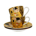 ŠALICE ZA KAVU PORCULANSKE 2/1 90 ML U POKLON KUTIJI - THE KISS BROWN BY GUSTAV KLIMT