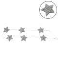 ZVIJEZDE ZA DRVCE METALNE U NIZU 100 cm - SREBRNE S GLITERIMA