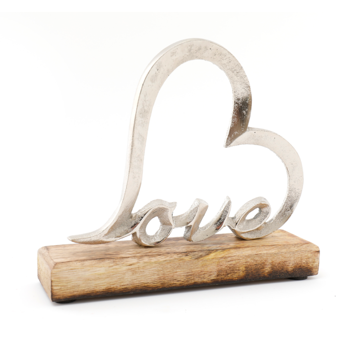 SRCE METALNO LOVE NA DRVENOM STALKU 17x15 cm