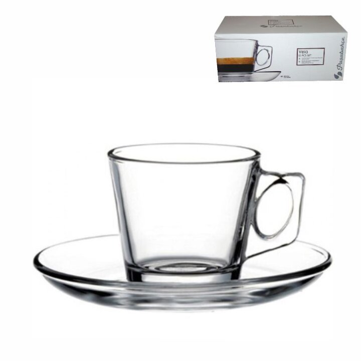 STAKLENE ŠALICE VELA S TANJURIĆIMA 6/1 80 mL espresso