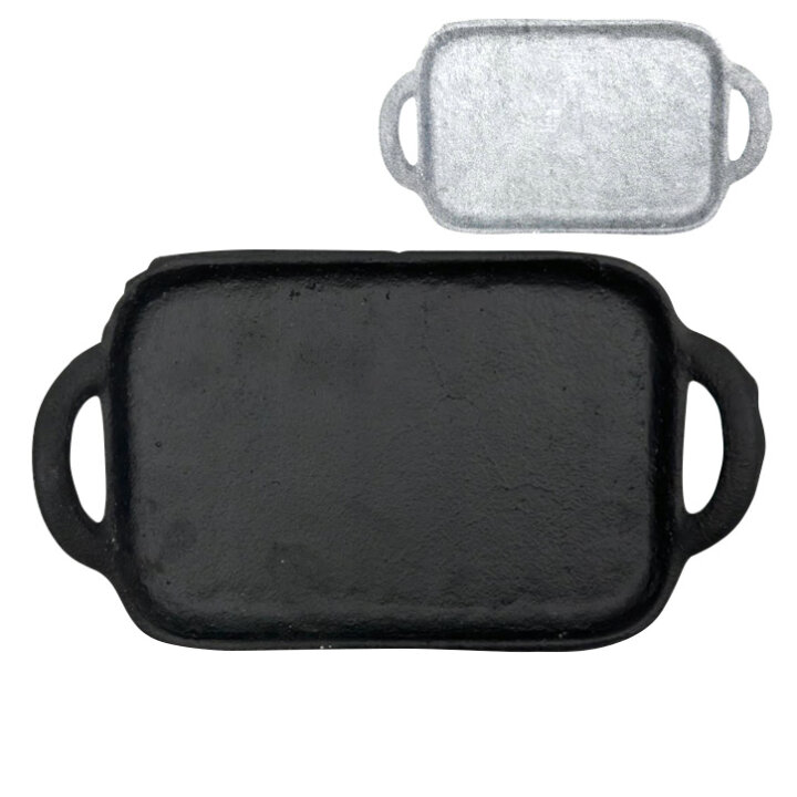 MINI PLADANJ ZA SERVIRANJE CRNI, METALNI SREBRNO-SIVI 21x14 CM