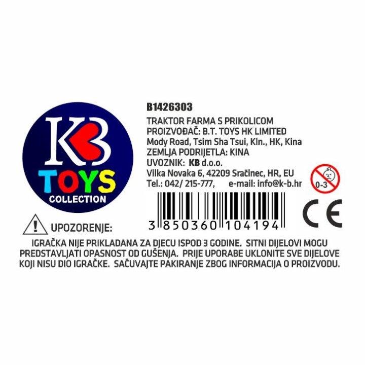 TRAKTOR METALNI S PRIKOLICOM U KUTIJI 3 SORT