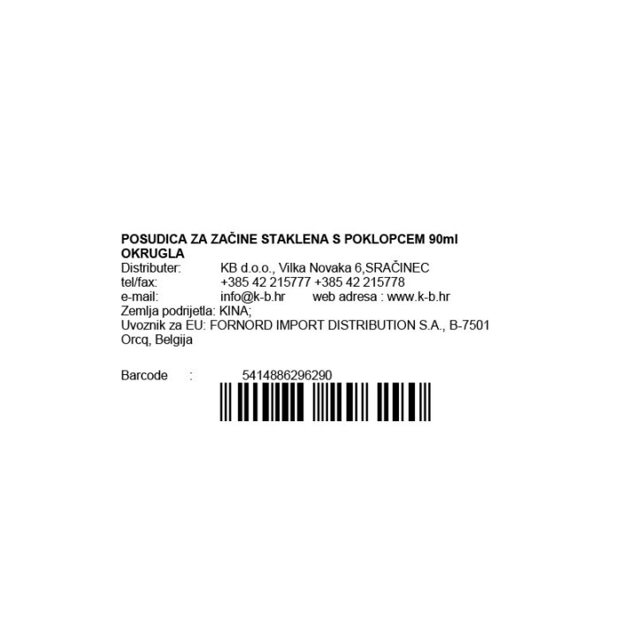 POSUDICA ZA ZAČINE STAKLENA S POKLOPCEM 90ml OKRUGLA