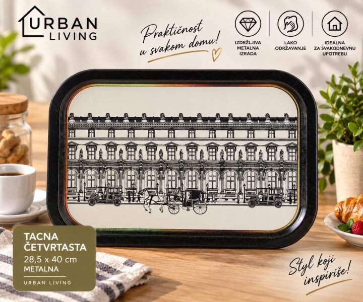 TACNA ČETVRTASTA 28,5x40 cm METALNA - URBAN LIVING