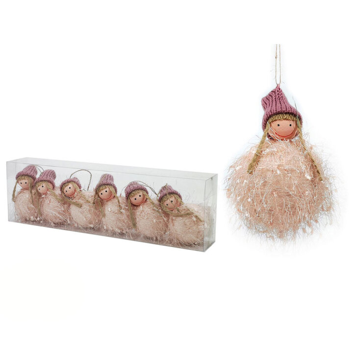 SET BOŽIĆNIH DEKORACIJA VILE 6/1 6 cm ROZA BOJA