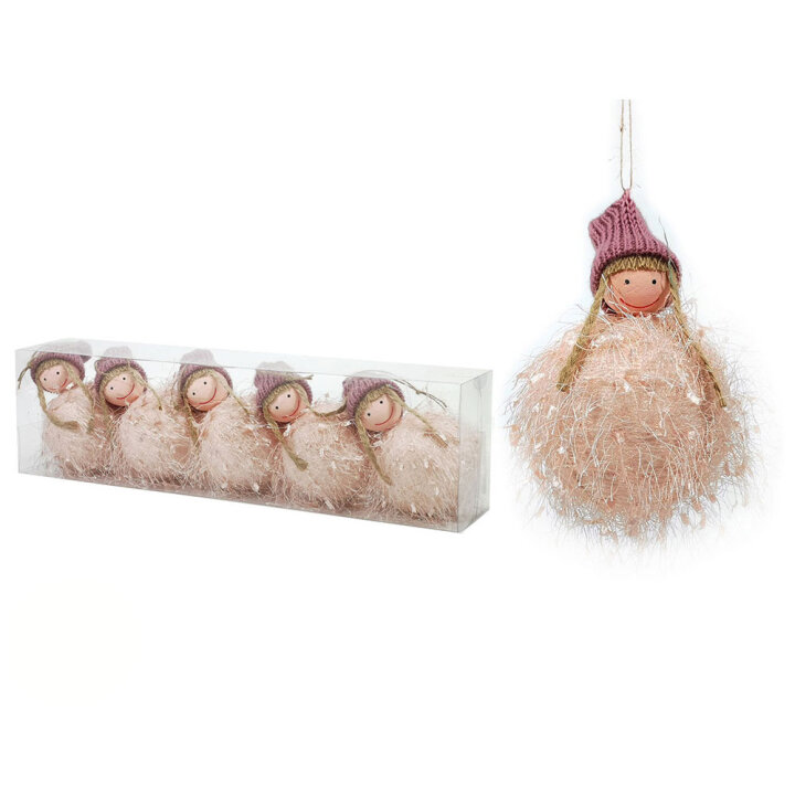 SET BOŽIĆNIH DEKORACIJA VILE 5/1 8 cm ROZA BOJA