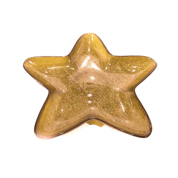 TANJUR STAKLENI ZVIJEZDA ZLATNI 23,5 cm