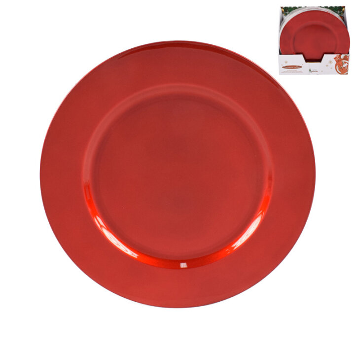 TANJUR DEKORATIVNI PODLOŽNI CRVENI PVC 33 cm