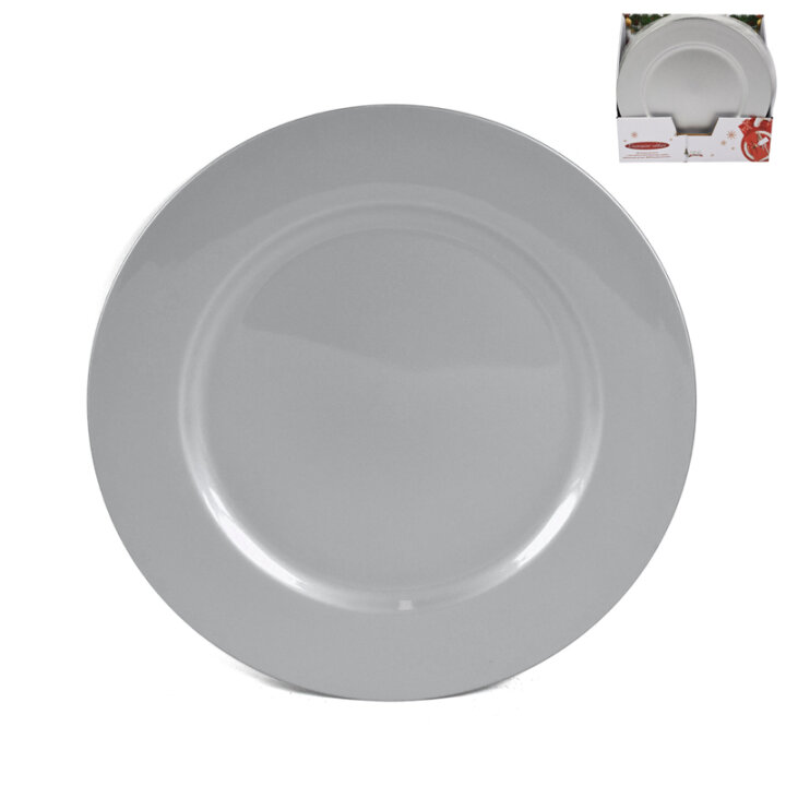 BOŽIĆNI TANJUR DEKORATIVNI PODLOŽNI - SREBRNI PVC 33 cm