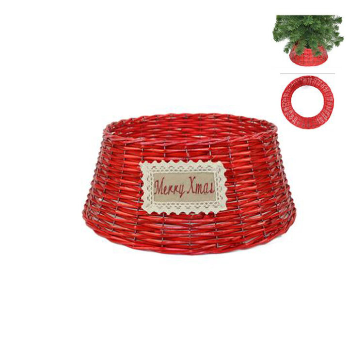 DRVENA KOŠARA ZA PRIKRIVANJE STALKA BOŽIĆNOG DRVCA CRVENA 44x19 cm