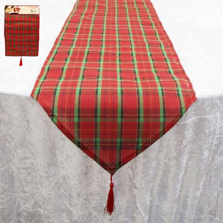NADSTOLNJAK TARTAN BOŽIĆNI 32x180 cm