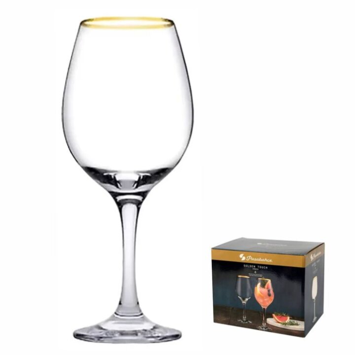 ČAŠE STAKLENE AMBER GOLDEN TOUC NA STALKU - ZLATNA LINIJA 6/1 460 mL