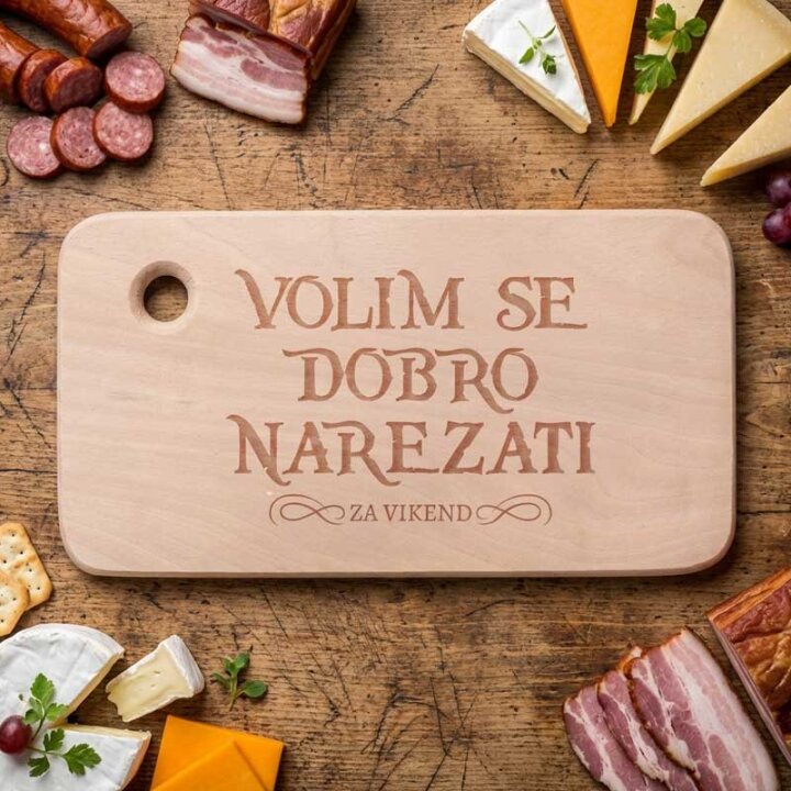 DASKA DRVENA GRAVIRANA Volim se dobro narezati 27x15 cm