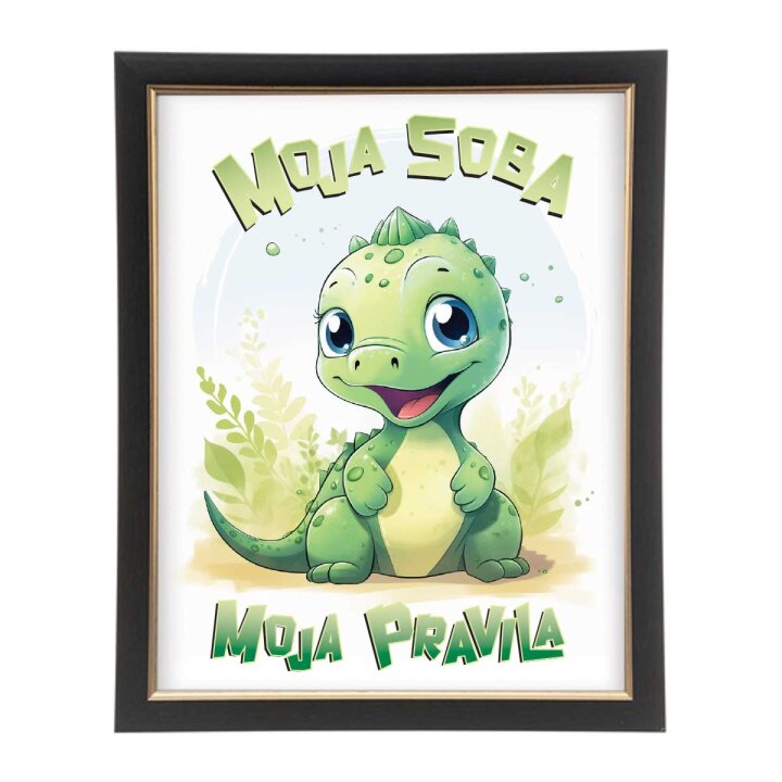 ZIDNA SLIKA UOKVIRENA 40x50cm DJEČJI MOTIV DINOSAUR