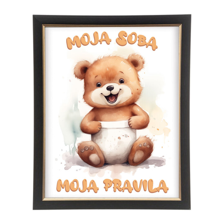 ZIDNA SLIKA UOKVIRENA 40x50cm DJEČJI MOTIV MEDO