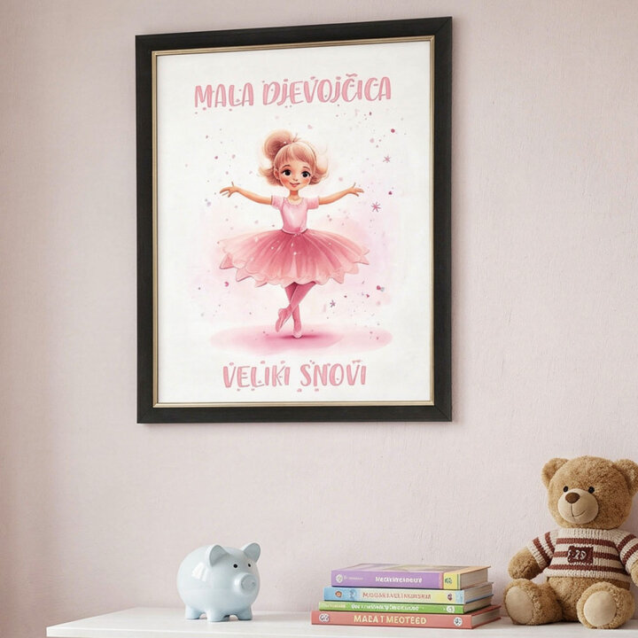 ZIDNA SLIKA UOKVIRENA 40x50cm DJEČJI MOTIV PRINCEZA