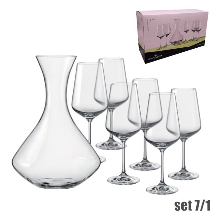 ČAŠE I VRČ SET ZA VINO KRISTALIN SANDRA 7/1