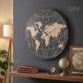 SAT ZIDNI DRVENI KARTA SVIJETA NATUR-CRNI 48 cm
