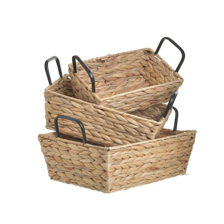 KOŠARE PLETENE ČETVRTASTE DUBOKE S DRŠKAMA 3/1 - BOJA VODENOG ZUMBULA 35x25x13 cm