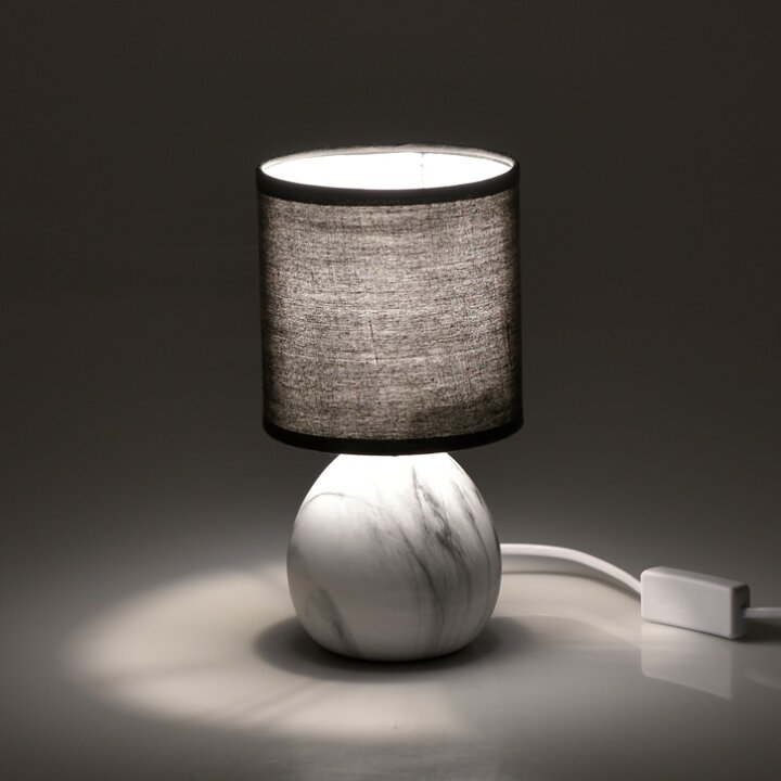 LAMPA NOĆNA KERAMIČKA OKRUGLA 14x25 cm - MRAMORNI DEKOR