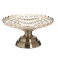 ZDJELA PLITKA NA STALKU METAL-STAKLO U ZLATNO-MJED BOJI 24x13 CM