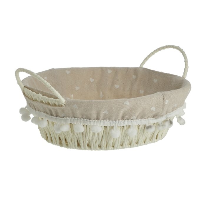 KOŠARICA PLETENA OKRUGLA S PLATNOM NATUR-BIJELA 24x8 cm