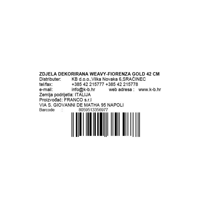 ZDJELA DEKORIRANA WEAVY-FIORENZA GOLD 42 CM