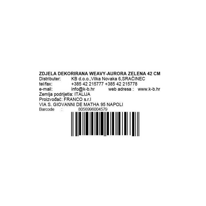 ZDJELA DEKORIRANA WEAVY-AURORA ZELENA 42 CM
