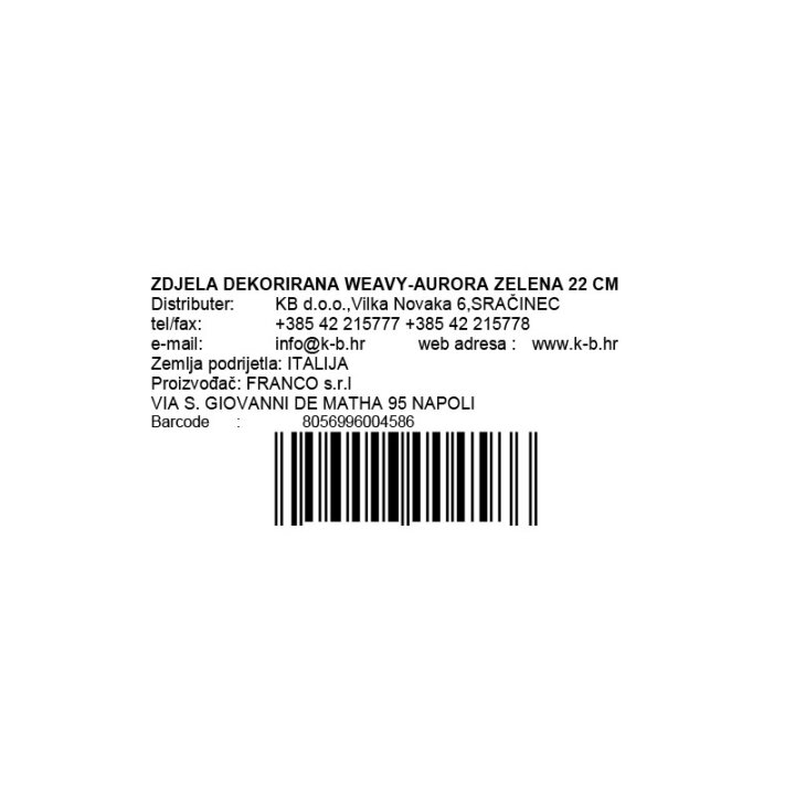 ZDJELA ZA VOĆE DEKORIRANA WEAVY-AURORA ZELENA 22 CM