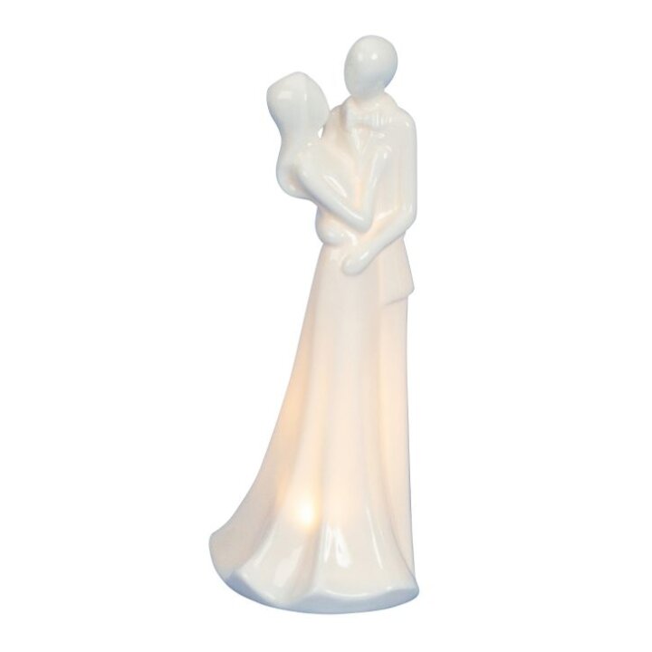 FIGURA ZAGRLJENI ZALJUBLJENI PAR SA LED SVIJETLOM 21 CM PORCULAN