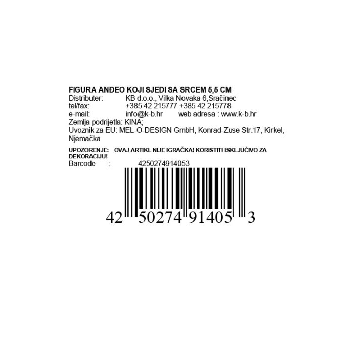 FIGURA ANĐEO KOJI SIJEDI SA SRCEM 5,5 CM