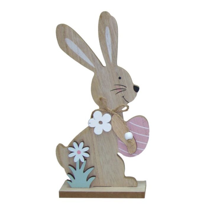 USKRNI ZEKO FIGURA DRVENA SA JAJEM I CVIJETOM 17 CM - SORT