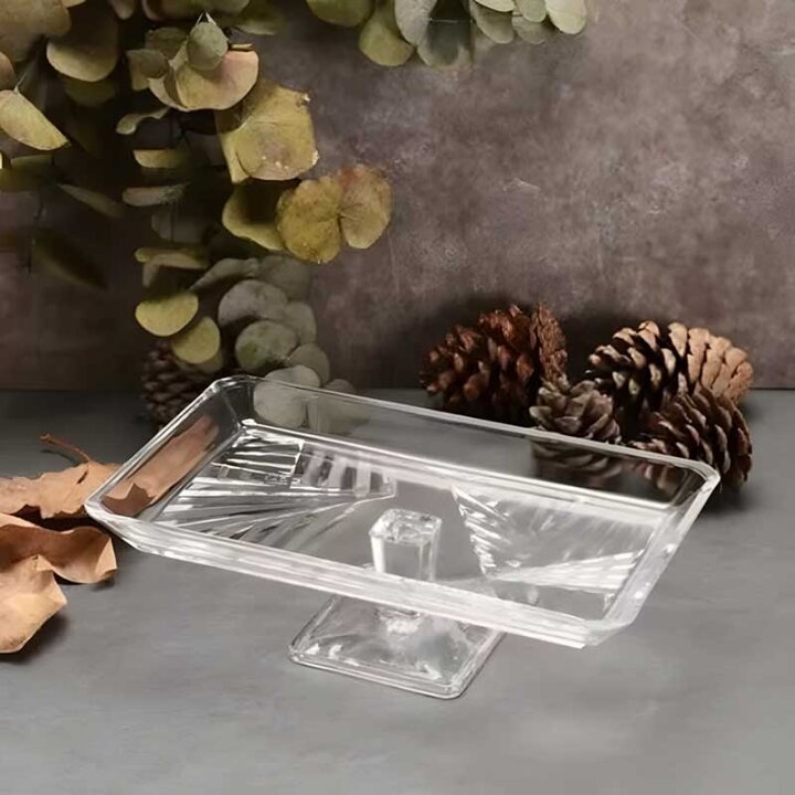 KRISTALNA TACNA MADLEN ČETVRTASTA NA STALKU 27,6x16,2x8,7 cm
