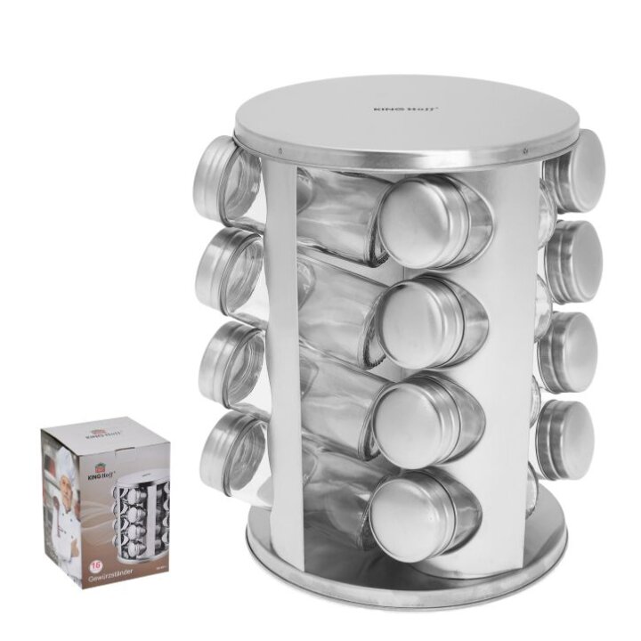 STALAK ZA ZAČINE METALNI S 16 POSUDICA 23x17 CM