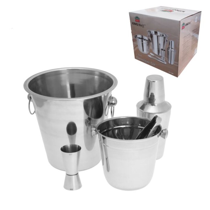 SET ZA KOKTELE 5/1 - SHAKER / MJERICA / HVATALJKA / 2 POSUDE ZA LED
