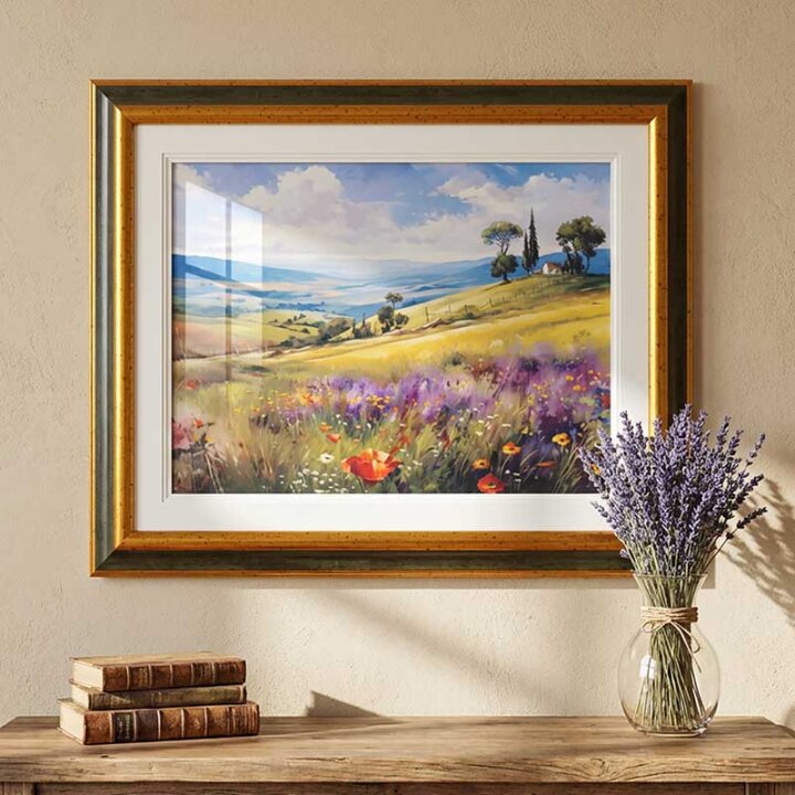 ZIDNA SLIKA UOKVIRENA - LIVADE S CVIJEĆEM 54x44