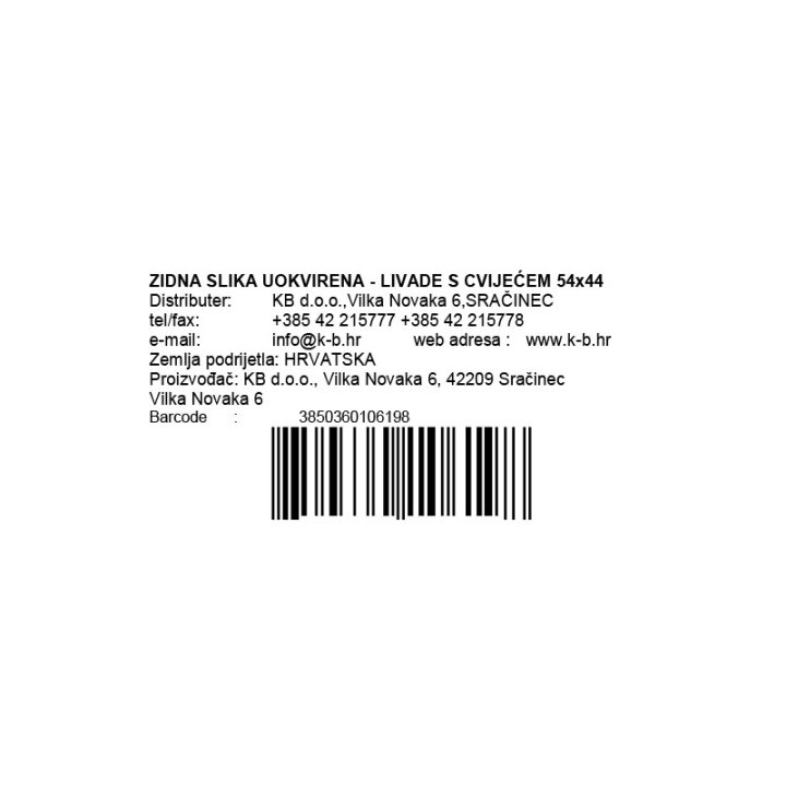ZIDNA SLIKA UOKVIRENA - LIVADE S CVIJEĆEM 54x44