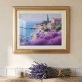 ZIDNA SLIKA UOKVIRENA - LAVANDA I KAMENA KUĆICA 54x44