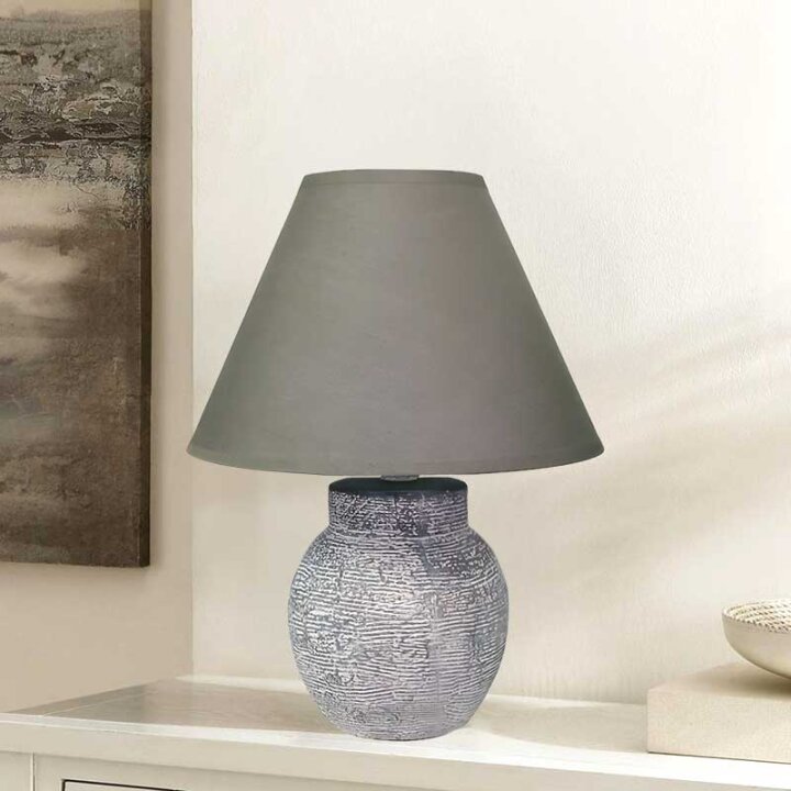 NOĆNA LAMPA KERAMIČKA SIVA 29,5 CM