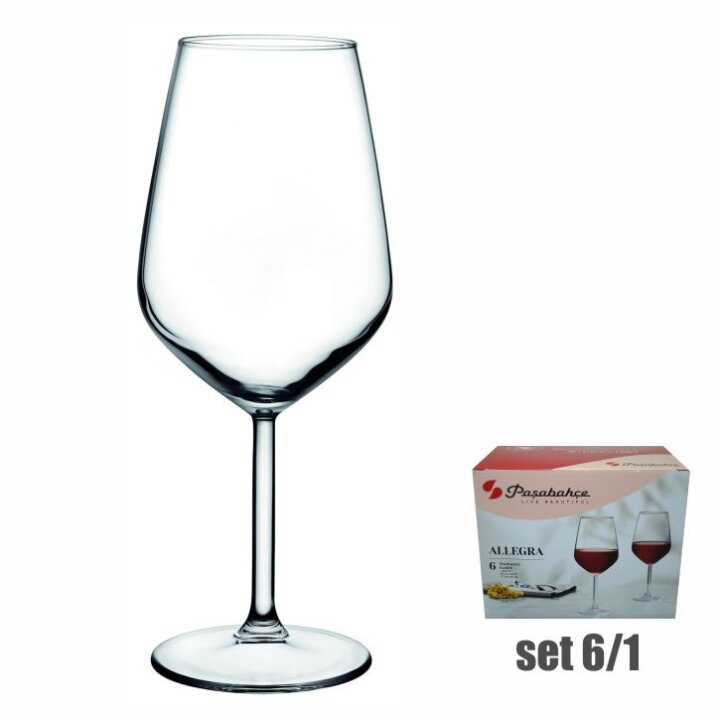 ČAŠE ZA CRNO VINO STAKLENE ALEGRA NA STALKU 6/1 490 mL