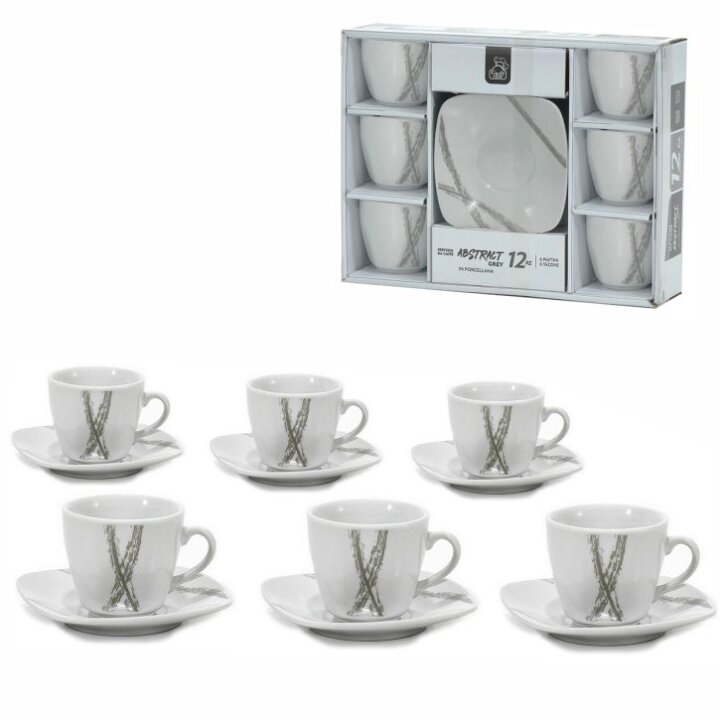 PORCULANSKE ŠALICE ZA ESPRESSU KAVU U KUTIJI 6/1 90 ML -  SIVE